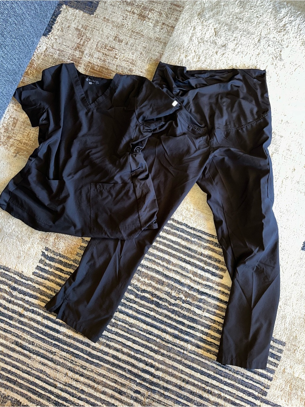 Med Couture Black Women's Straight Leg Scrub Set